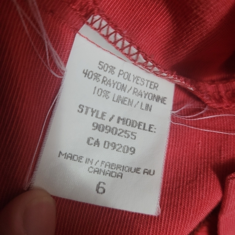VINTAGE Y2K Cleo Petites Linen Blend Sleeveless Red Dress 6P - Picture 4 of 7